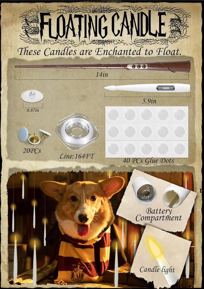 Decoraciones de Halloween, 20 Piezas Velas Flotantes con Varita Velas Colgantes Mágicas,  Foto 2 de 4