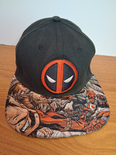 Marvel Comics DEADPOOL Hat Bioworld Adjustable Snapback Black w/ Brim Graphics