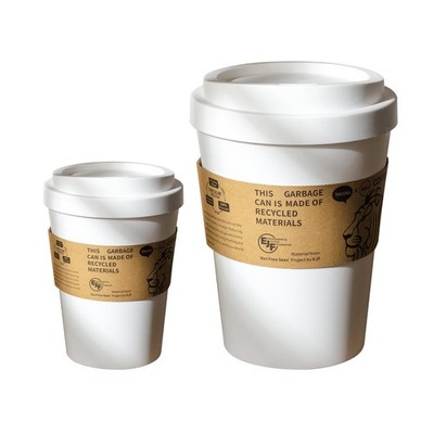 Mülleimer Kaffeeform Papierkorb Abfallbehälter Kompakt mit Deckel Aus Robustem