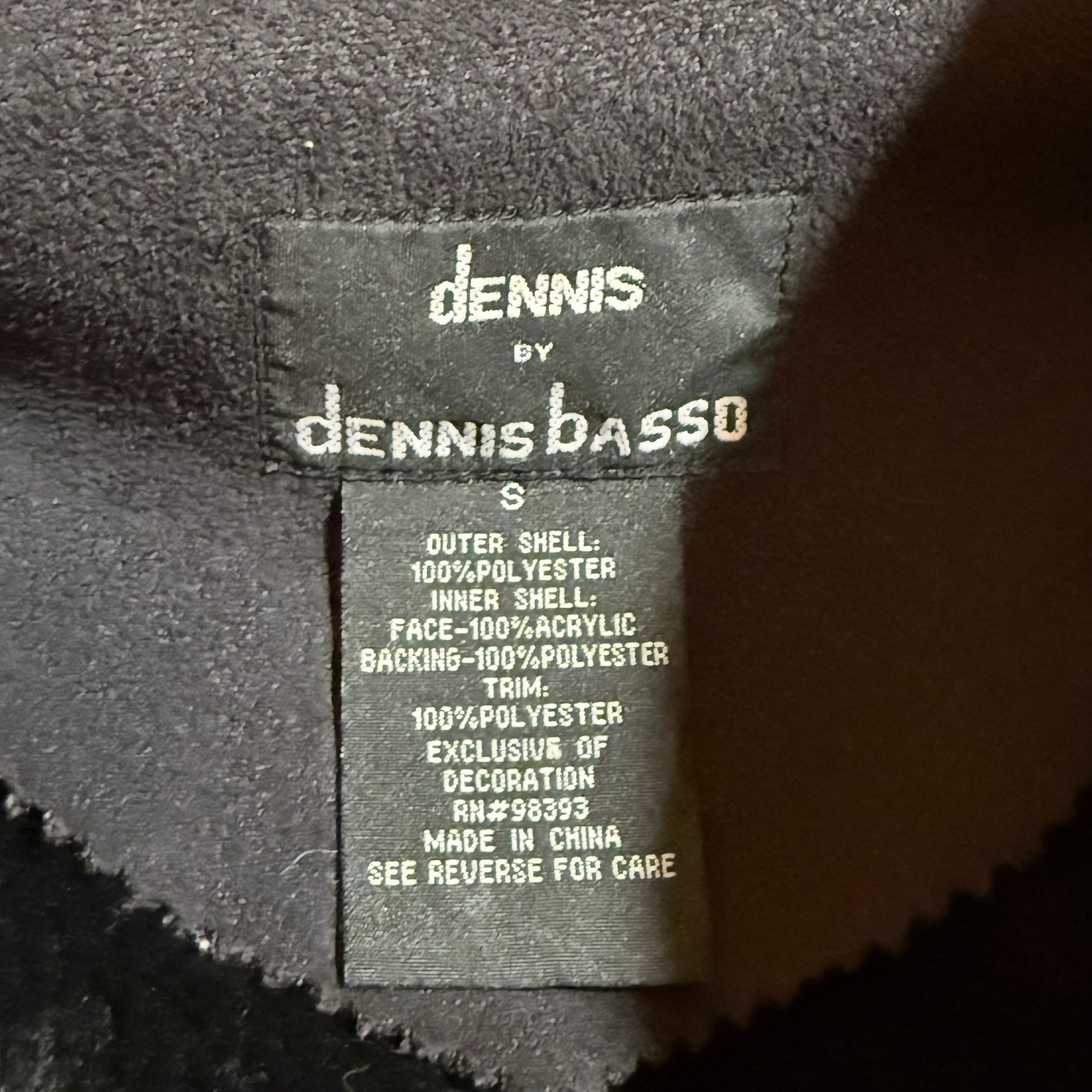 Vintage 90s Dennis Basso Faux Suede Shearling Coat Women’s Small Black Oversize