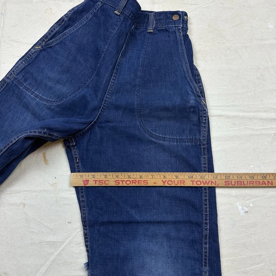 Jeans Denim Cabeza de Pato Años 50 De Colección Cremallera Lateral Granja Desteñidos Envejecidos Sanforizados EE. UU. Foto 4 de 4