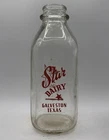 Vintage Star Dairy Galveston, Texas Advertising Painted Glass Quart Milk Bottle