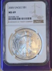 U.S. Mint American Silver Eagle 2005 NGC MS69 1 oz .999 Silver Cert 8335406