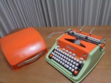 Hermes 3000 Typewriter 1970 Swiss Made Custom Orange/Green Tested w/ Case thumbnail
