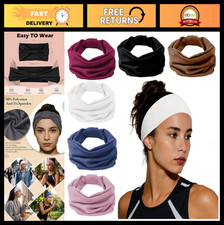 6 Pack Wide Elastic Headbands for Women - Non-Slip Thick Sports Hair Bands, Soft