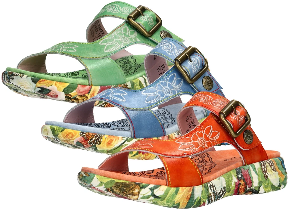 Laura Vita Damen Pantolette Unifarben Floral Ornament SANAO 51 - Bild 1 von 1