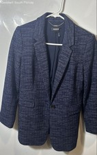 DKNY Womens Blue Long Sleeve Notch Lapel Single-Breasted One-Button Blazer Sz 4