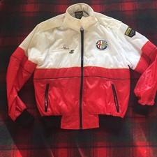 Vintage Alfa Romeo Racing Jacket Style Auto Red White Windbreaker Men's L