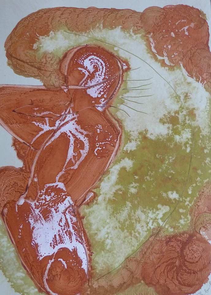 FREIER KÖRPER original-Kunst grosse Zeichnung abstrakt Malerei Aquarell BELAUBRE - Bild 1 von 1