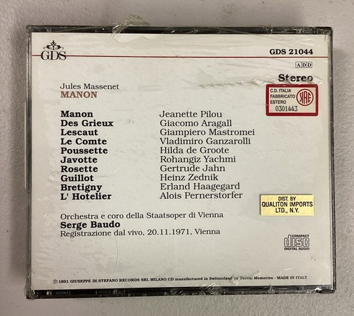 Massenet: Manon GDS 2-CD Set Sealed Italy 1991 Jeannette Pilou Serge Baudo - Bild 4 von 4