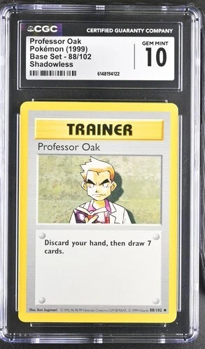 1999 POKEMON PROFESSOR OAK 88/102 BASE SET SHADOWLESS CGC 10 (Not PSA BGS SGC)