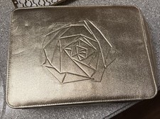 Lanc me Rose Gold With Rose Large Makeup Bag Case Travel Kit Zippered Handle