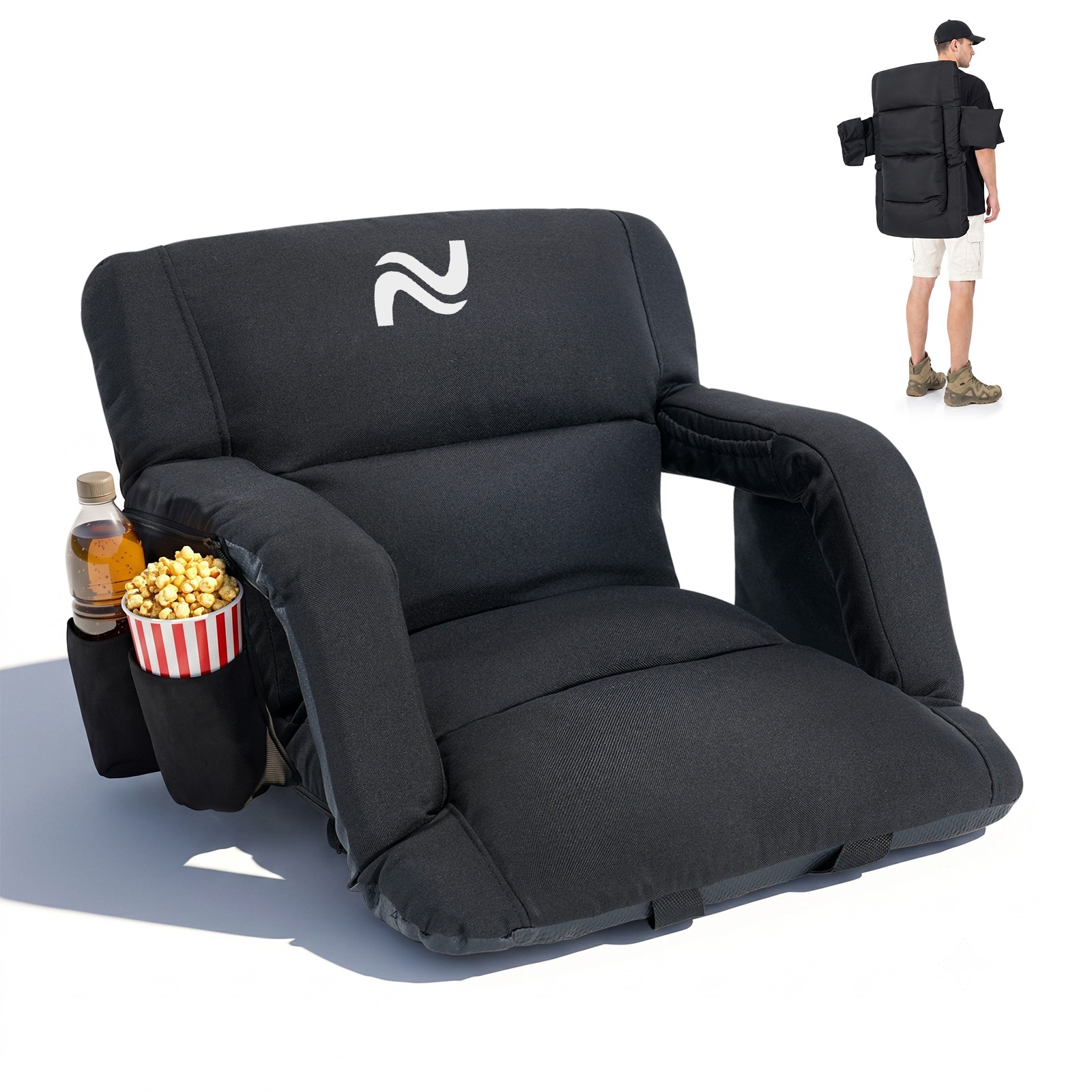 NAIZEA Stadium Seat for Bleachers w/Back Support 5" T Cushion Seat 21/23/25 in W
