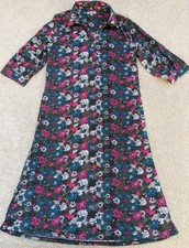 Cerulean Floral Shirt Dress UK 8-10 Small Pink Green Stretch Tunic Smart Casual