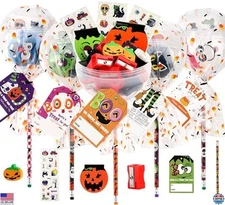 28 Pack Non-Candy Halloween Party Favors Kit - Giant Lollipop Goodie Bags, Kids