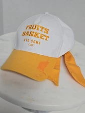 Kyo Sohma Angry Cat Funimation Hat Cap Tie Back Yellow White Anime Manga Fan