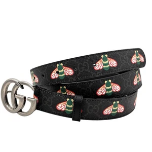 Ceinture Gucci GG MARMONT neuve avec étiquette avec abeilles noires avec imprimé abeille UNISEXE taille 110 avec dust bag