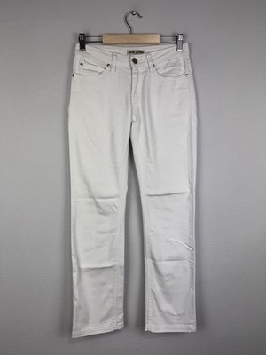 ACNE JEANS White Denim Slim Straight Zip Fly Stretch Hex Lena Jeans Sz 27/32