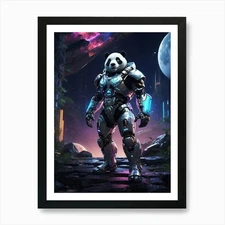 Panda In Cyborg Body #2 Art Print Framed Wall Art Poster Canvas Print Picture