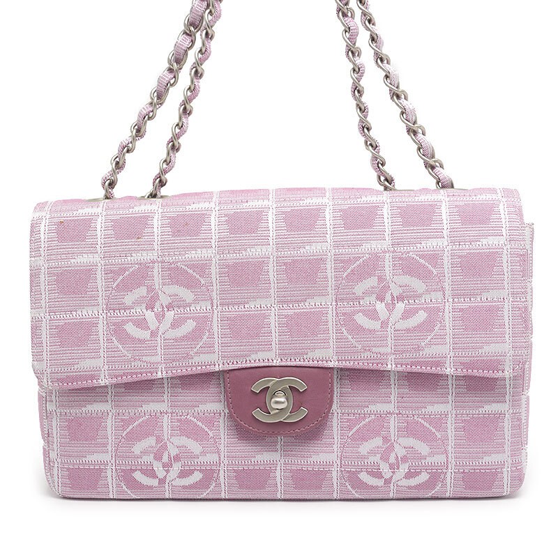 CHANEL Pink Travel Line Chain Shoulder Bag with Silver Hardware for Women