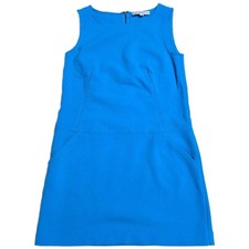 Ann Taylor Loft Sleeveless Shift Dress Women's Size 4 Blue Pockets Zip Back