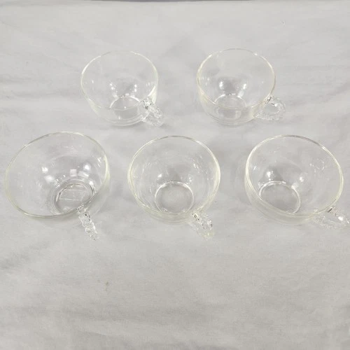 Vintage 5 Federal Glass Co Homestead Clear Glass 6 Oz Tea Or Punch Cups 1950s