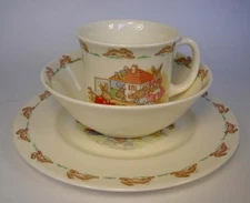 Royal Doulton BUNNYKINS Childrens Set 3 Piece Plate Cup Bowl Bone China ENGLAND