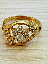 22ct Gold CZ Cluster Flower Ring Size M 4.747g Ladies Statement Dress Ring
