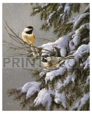 Rosemary Millette Twilight Snowfall - Chickadees - Song Birds