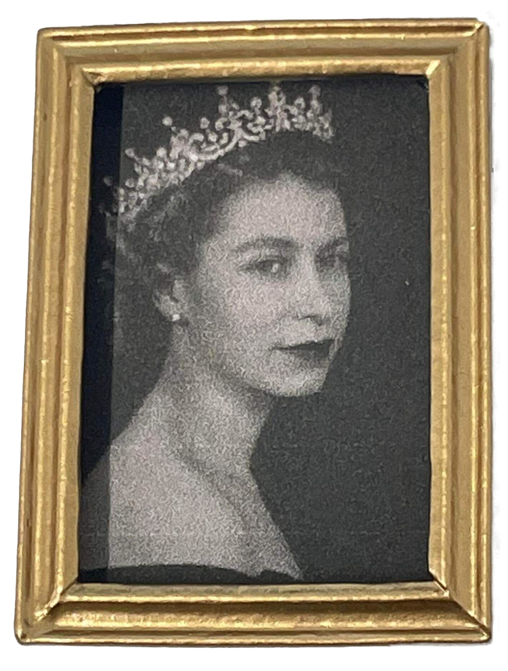 Dolls House Queen Elizabeth II in Crown Portrait Picture Small Frame 1:12 Scale