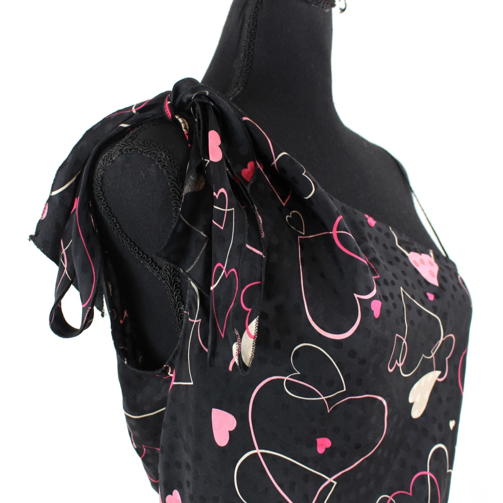 Mini abito senza maniche design a righe cuore Moschino 8 cravatte spalla lana di seta M