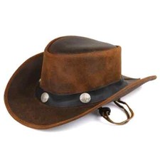 Western Geniune Leather Outback Horseriding Bufflo Band Cowboy Leather Hat