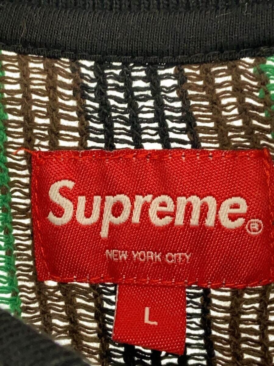 Supreme Polo Shirt L Cotton Brown Stripe 22SS Open Knit Zip Supreme Polo Shirt L Cotton Brown Stripe 22SS Open Knit Zip