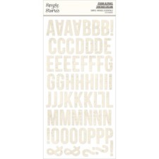 SS Foam Stickers Simple Vintage Cream Alphabet Capitals Numbers Punctuation