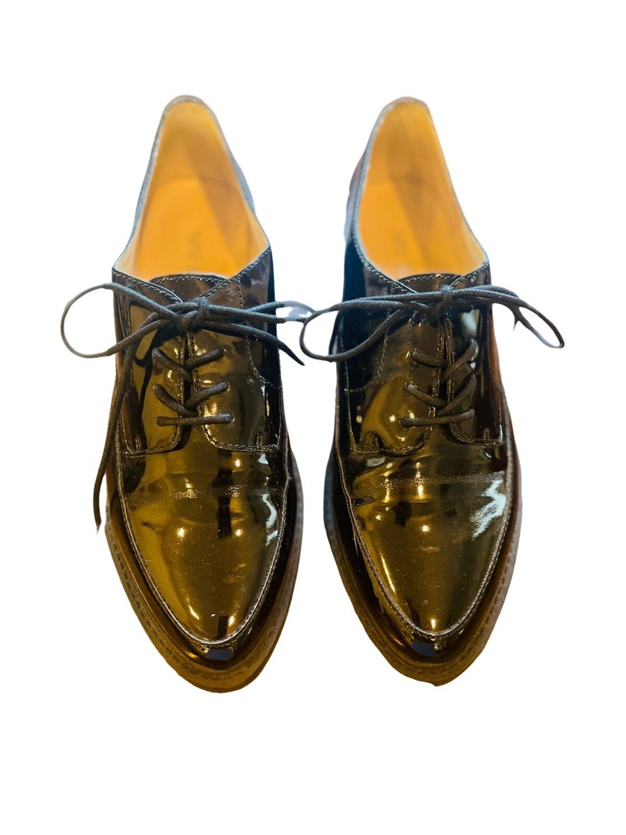 Nine West Oxfords Women\'s 7.5 Barbieri Black Patent Leather Lace Up Shoes Nine West Oxfords Black Flats for Women for sale | eBay main image 3