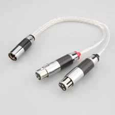 8AG Silver Plated XLR male to Dual XLR female Y Splitter 3Pin Microphone Cable
