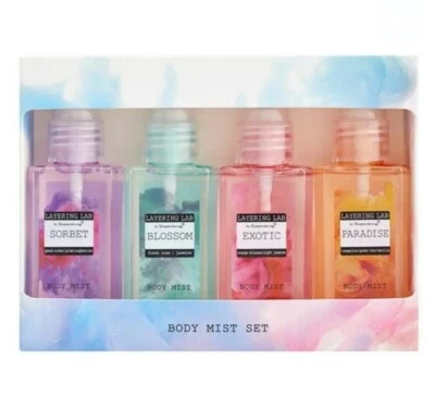 Superdrug Layering Lab Body Mist Ladies Girls Gift Set 4 x 50ml
