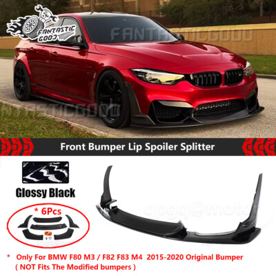 For BMW F80 M3 F82 F83 M4 15-20 LPT Style Gloss Black Front Bumper Lip Splitter