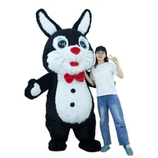 Black Bunny Mascot Inflatable Costume Funny Walking Outfit Cosplay Party