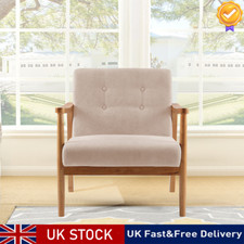 Modern Wooden Fabric Accent Armchair Single Sofa Cushiony Seat Chair Living Room
