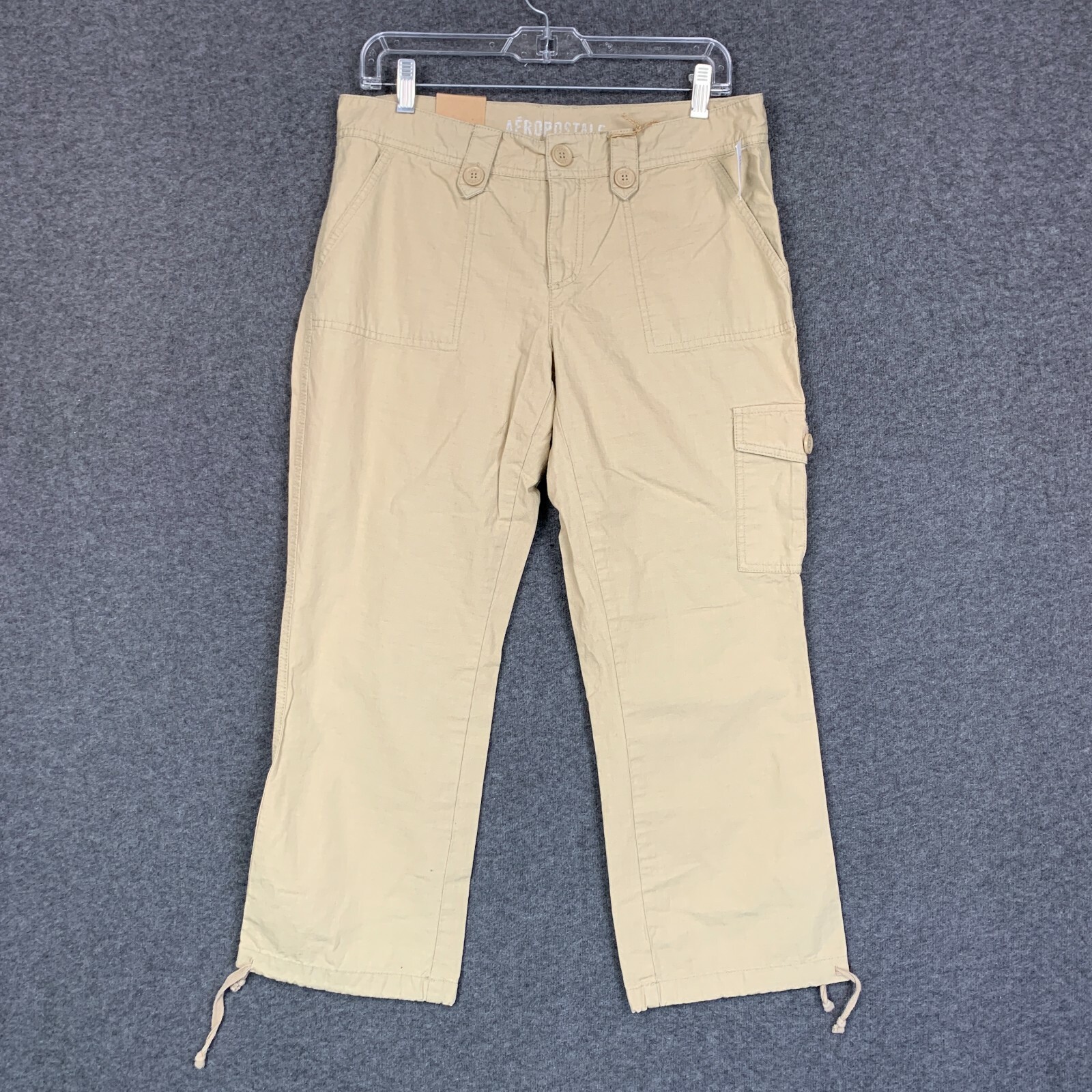 Aeropostale Womens Blue Cargo Crop Pants 7/8 Ankle Straight 33X25 NWT-image