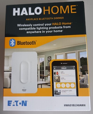 Eaton HaloHome Bluetooth Dimmer Anyplace HWAS1BLE40AWH White. NEW. Free Shipping