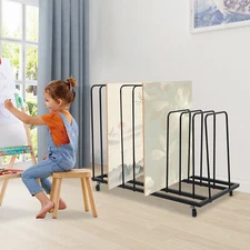 Rolling Art Painting Display Rack Free-Standing Painting Drying Rack w/ 4 Wheels