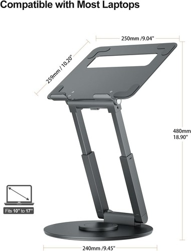 Portable Height Adjustable Laptop Stand with Swivel Base for All Laptops 10-17" - Picture 6 of 11