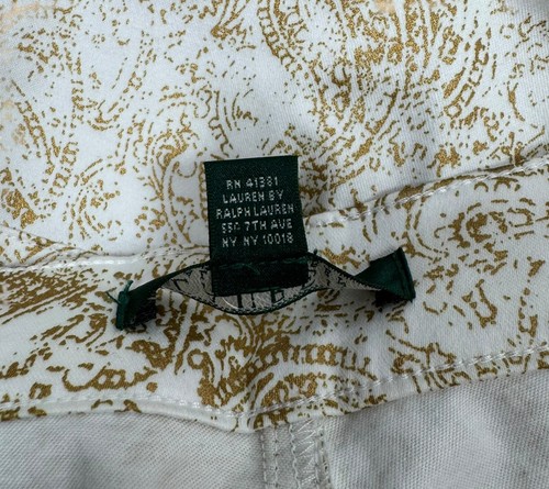 Lauren Ralph Lauren Chino Pants Gold Paisley Printed size 10 - Picture 17 of 17