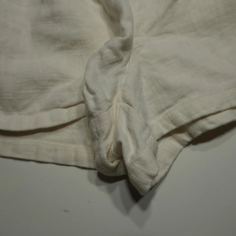 Pantalones Cortos Love Culture Talla Grande Blanco Lino Botón Mosca Cintura Alta Vacaciones de Verano Foto 4 de 4