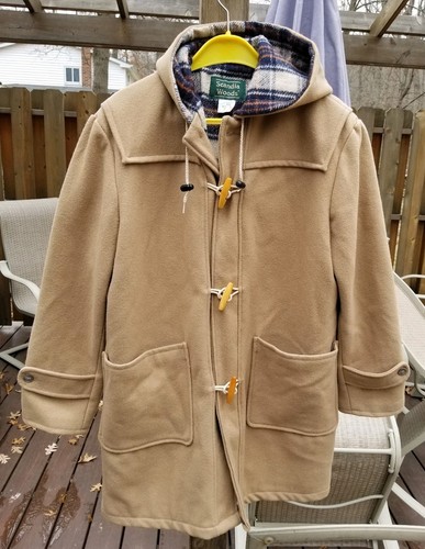 scandia woods wool blend jacket coat hood zip & toggle mens sz