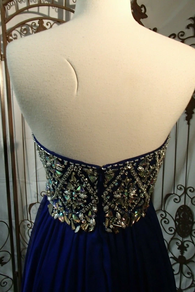 W211 ALYCE КОБАЛЬТОВЫЙ СИНИЙ РАЗМЕР 10 БИСЕРОМ $449 ВЫПУСКНОЕ ПЛАТЬЕ - Изображение 4 из 4