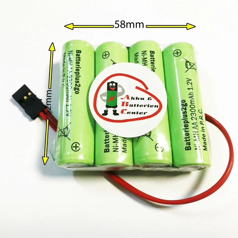 BATTERIEPLUS2GO 1x Flattop AA Receptor Batería 4.8V 2300mAh Ni-MH con Graupner-St F1x4