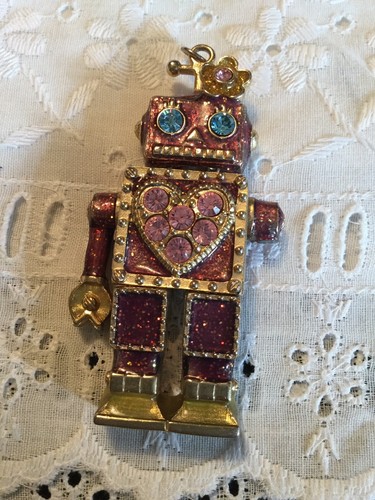 pave robot necklace pendant